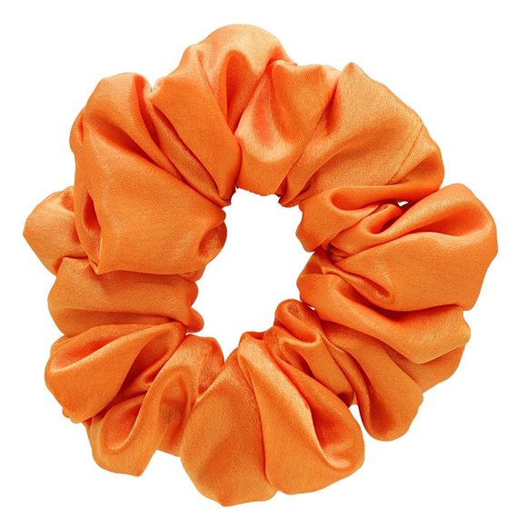 Large Satin Hair Scrunchie, Neon Orange Large Hair Scrunchie - Picture 3 of 3